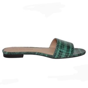 Who What Wear Ava Teal Exotic Print Slide Sandals